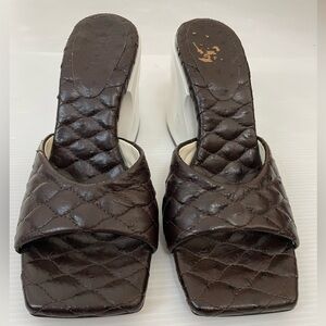 Tibi Kenji Quilt Ostrich Sandals Size EU 37 US 6.5 or 7